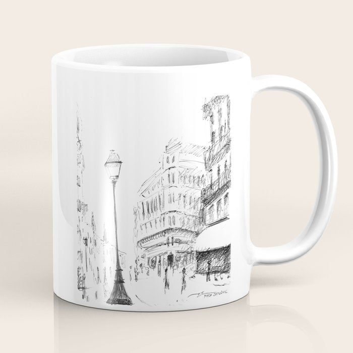 Sketch of a Street in Paris Coffee Mug Gallery Image 1
