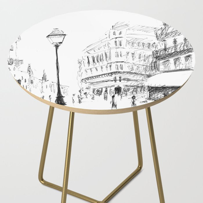 Sketch of a Street in Paris Side Table Gallery Image 2