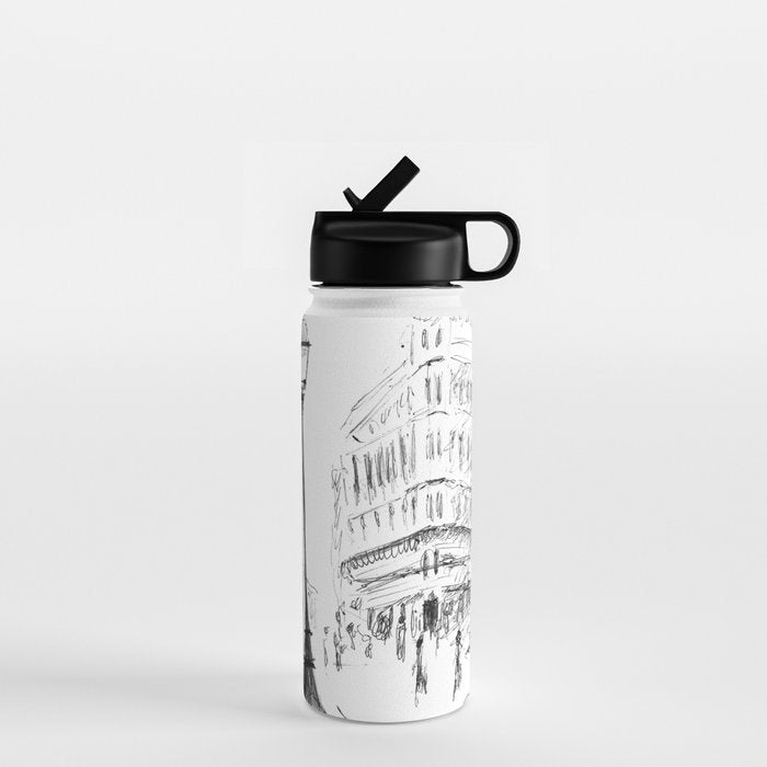Sketch of a Street in Paris Water Bottle Gallery Image 1