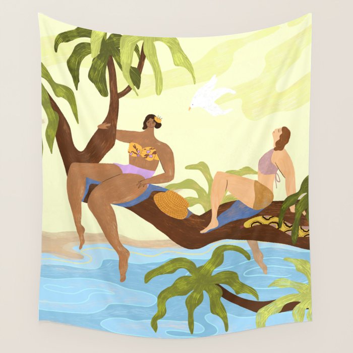 Sharing a Tree Wall Tapestry Gallery Image 1