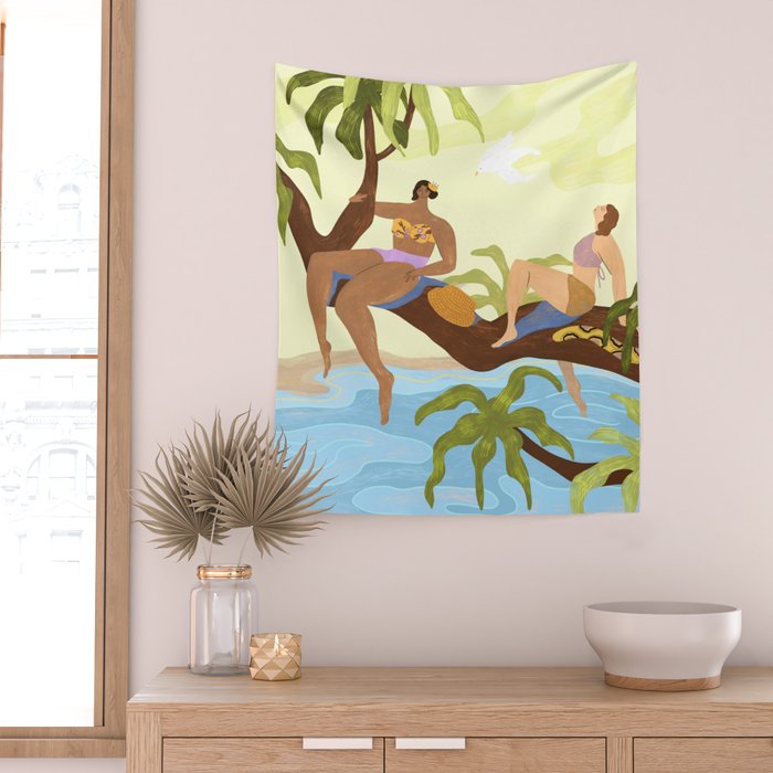 Sharing a Tree Wall Tapestry Gallery Image 2