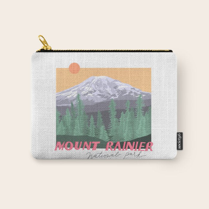 Mount Rainier National Park, Vintage Style Carry All Pouch Gallery Image 1