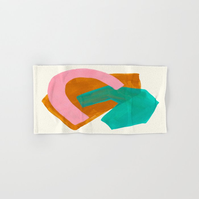 Ochre Pink Marine Green Fun Colorful Mid Century Modern Abstract Painting Shapes Pattern Towels Gallery Image 1