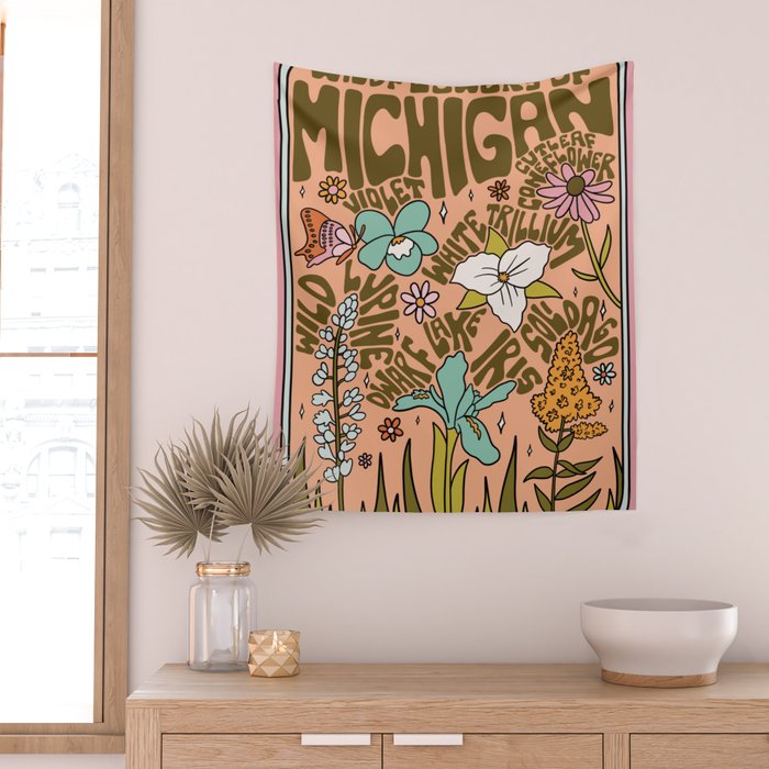 Michigan Wildflowers Wall Tapestry Gallery Image 2