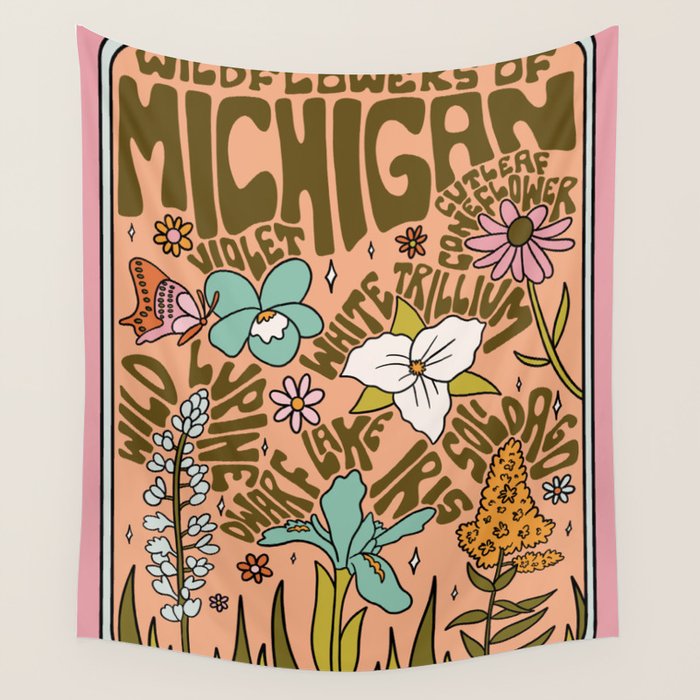 Michigan Wildflowers Wall Tapestry Gallery Image 1