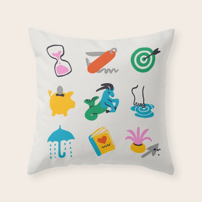 Capricorn Emoji Throw Pillow Gallery Image 6