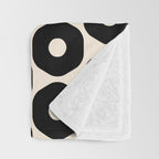 Vrittam Modern Minimalist Geometric Pattern in Black and Almond Cream Throw Blanket Gallery Image 3