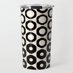 Vrittam Modern Minimalist Geometric Pattern in Black and Almond Cream Travel Mug Gallery Image 1