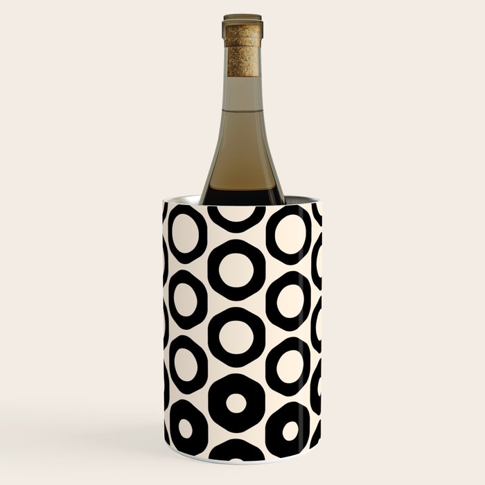 Vrittam Modern Minimalist Geometric Pattern in Black and Almond Cream Wine Chiller Gallery Image 2