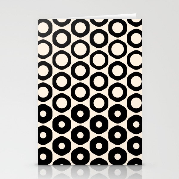 Vrittam Modern Minimalist Geometric Pattern in Black and Almond Cream Stationery Card Gallery Image 1