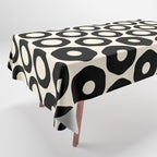 Vrittam Modern Minimalist Geometric Pattern in Black and Almond Cream Tablecloth Gallery Image 1