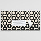 Vrittam Modern Minimalist Geometric Pattern in Black and Almond Cream Desk Mat Gallery Image 1