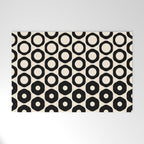 Vrittam Modern Minimalist Geometric Pattern in Black and Almond Cream Welcome Mat Gallery Image 1