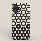 Vrittam Modern Minimalist Geometric Pattern in Black and Almond Cream iPhone Case Gallery Image 1