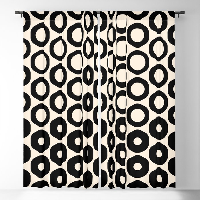Vrittam Modern Minimalist Geometric Pattern in Black and Almond Cream Window Curtain Gallery Image 1