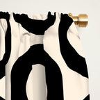 Vrittam Modern Minimalist Geometric Pattern in Black and Almond Cream Window Curtain Gallery Image 2