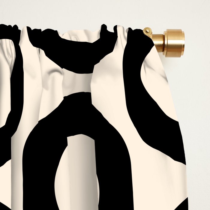 Vrittam Modern Minimalist Geometric Pattern in Black and Almond Cream Window Curtain Gallery Image 2