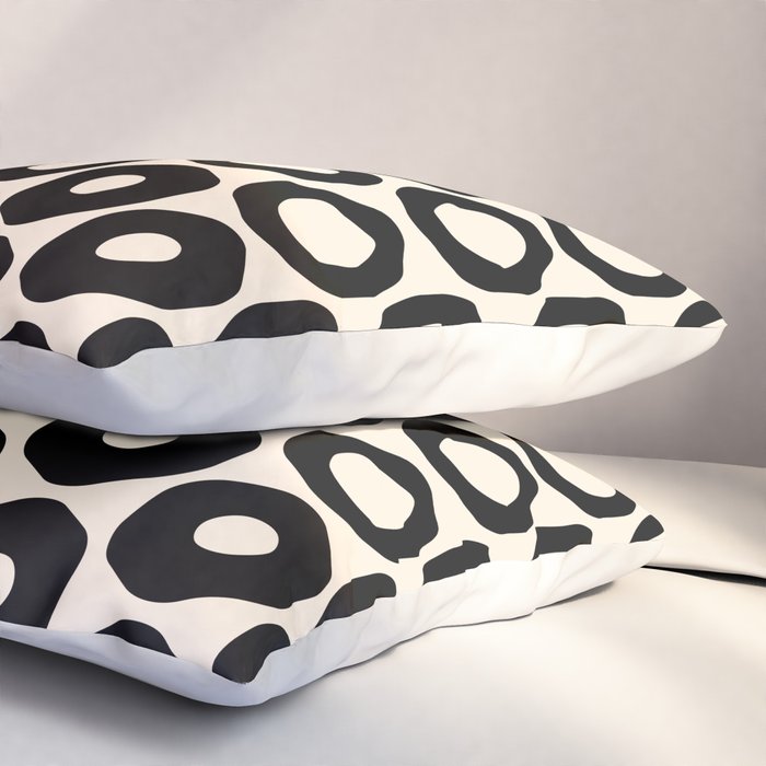 Vrittam Modern Minimalist Geometric Pattern in Black and Almond Cream Pillow Sham Gallery Image 3