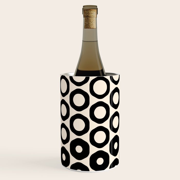Vrittam Modern Minimalist Geometric Pattern in Black and Almond Cream Wine Chiller Gallery Image 1
