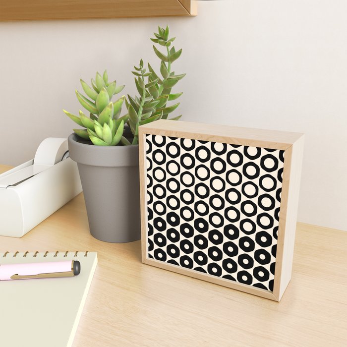 Vrittam Modern Minimalist Geometric Pattern in Black and Almond Cream Mini Art Print Gallery Image 2