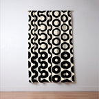 Vrittam Modern Minimalist Geometric Pattern in Black and Almond Cream Window Curtain Gallery Image 3