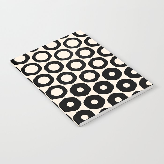 Vrittam Modern Minimalist Geometric Pattern in Black and Almond Cream Notebook Gallery Image 2