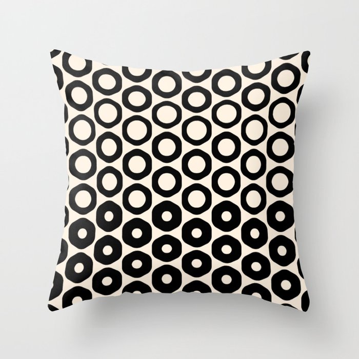 Vrittam Modern Minimalist Geometric Pattern in Black and Almond Cream Throw Pillow Gallery Image 6