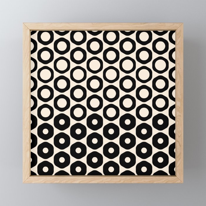 Vrittam Modern Minimalist Geometric Pattern in Black and Almond Cream Mini Art Print Gallery Image 1
