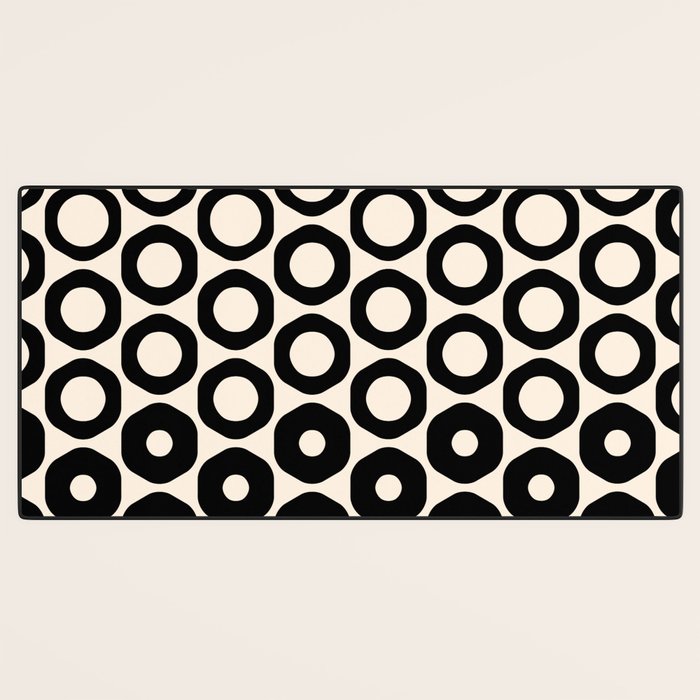 Vrittam Modern Minimalist Geometric Pattern in Black and Almond Cream Desk Mat Gallery Image 3