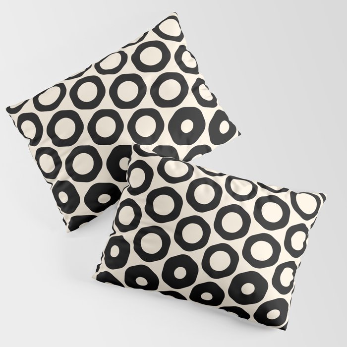 Vrittam Modern Minimalist Geometric Pattern in Black and Almond Cream Pillow Sham Gallery Image 3