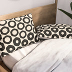 Vrittam Modern Minimalist Geometric Pattern in Black and Almond Cream Pillow Sham Gallery Image 2
