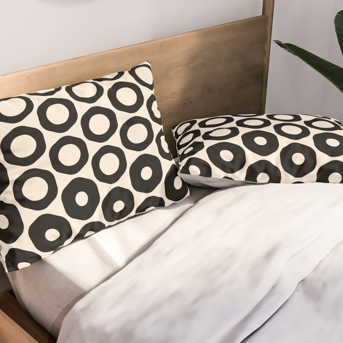 Vrittam Modern Minimalist Geometric Pattern in Black and Almond Cream Pillow Sham Gallery Image 2