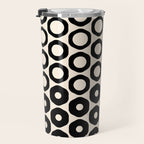 Vrittam Modern Minimalist Geometric Pattern in Black and Almond Cream Travel Mug Gallery Image 3