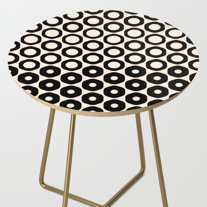 Vrittam Modern Minimalist Geometric Pattern in Black and Almond Cream Side Table Gallery Image 2