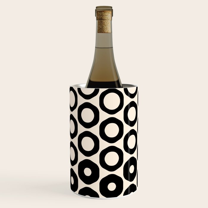 Vrittam Modern Minimalist Geometric Pattern in Black and Almond Cream Wine Chiller Gallery Image 3