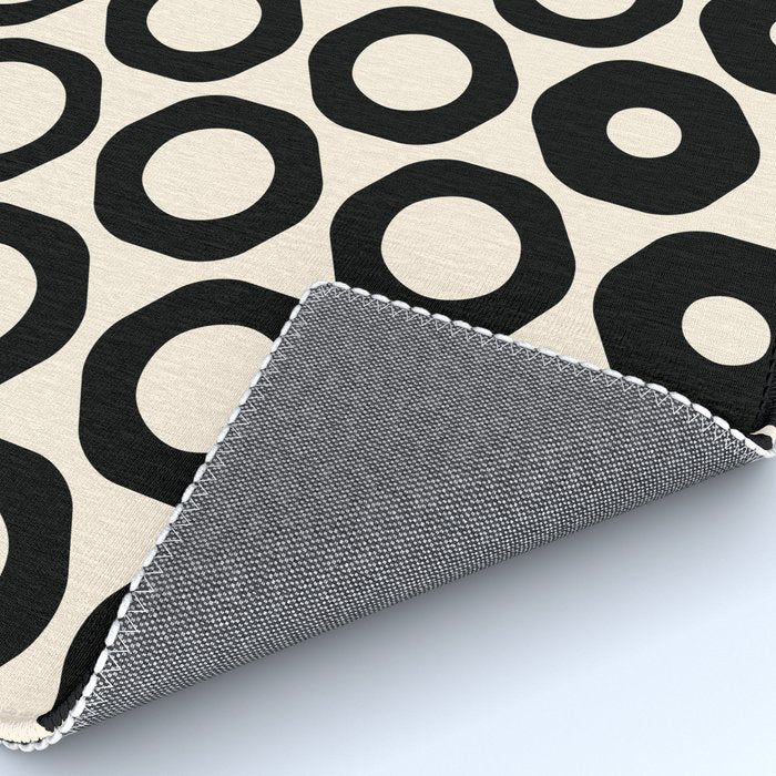 Vrittam Modern Minimalist Geometric Pattern in Black and Almond Cream Rug Gallery Image 4