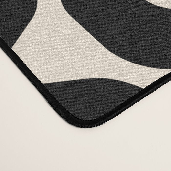 Vrittam Modern Minimalist Geometric Pattern in Black and Almond Cream Desk Mat Gallery Image 4