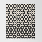 Vrittam Modern Minimalist Geometric Pattern in Black and Almond Cream Throw Blanket Gallery Image 2