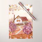 The Old Country Farm in Rustic Brown - Farm House Decor Wrapping Paper Gallery Image 1