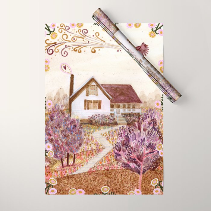 The Old Country Farm in Rustic Brown - Farm House Decor Wrapping Paper Gallery Image 1