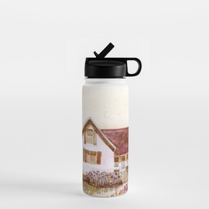The Old Country Farm in Rustic Brown - Farm House Decor Water Bottle Gallery Image 1