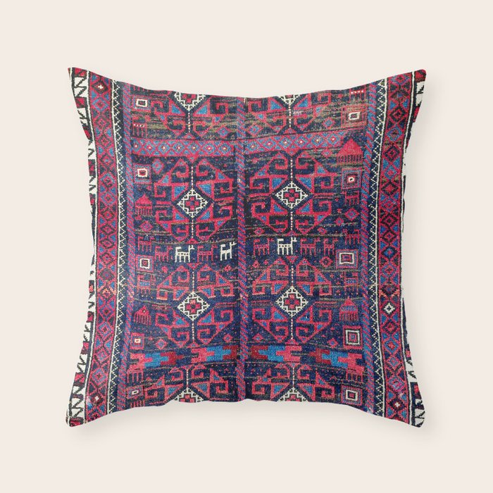 Baluch Khorasan Northeast Persian Rug Print Throw Pillow Gallery Image 6