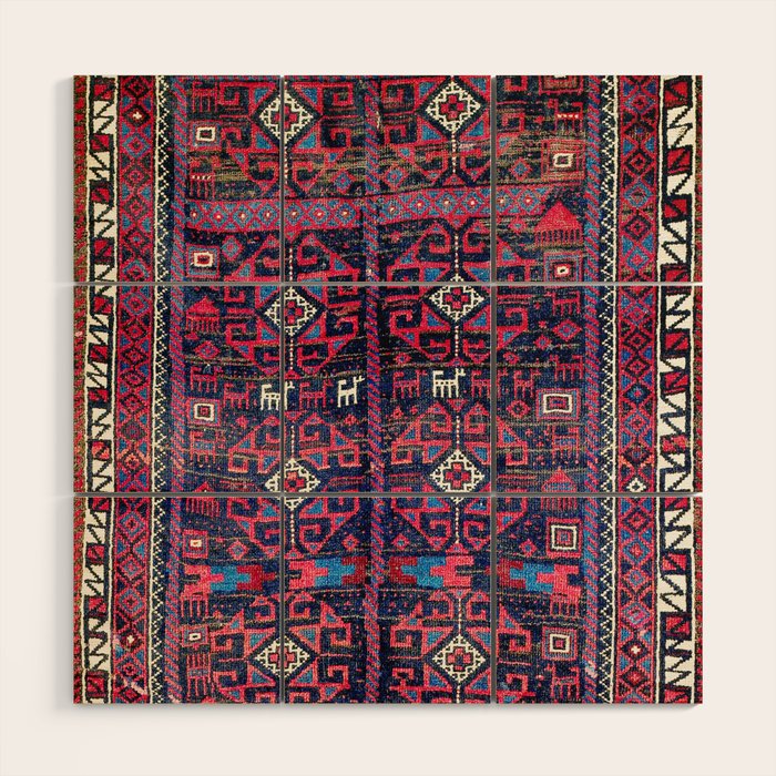 Baluch Khorasan Northeast Persian Rug Print Wood Wall Art Gallery Image 1