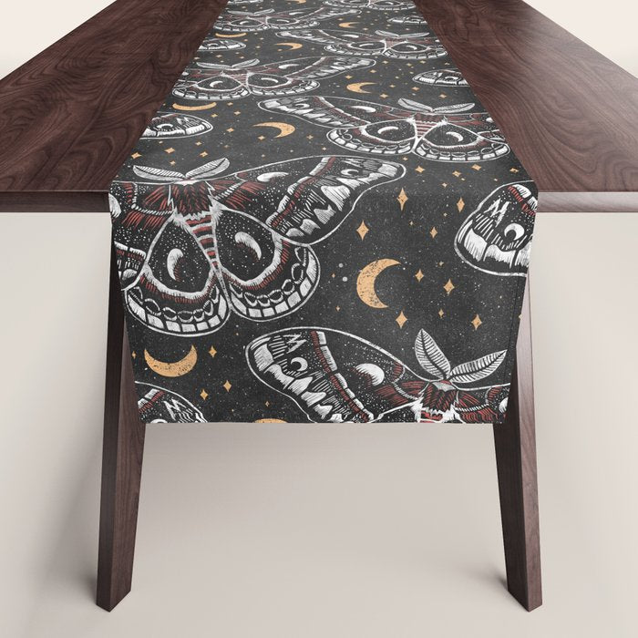 Celestial Cecropia - Black red & gold Table Runner Gallery Image 1