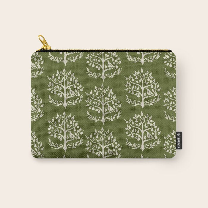 Partridge in a Pear Tree - Green Carry All Pouch Gallery Image 1
