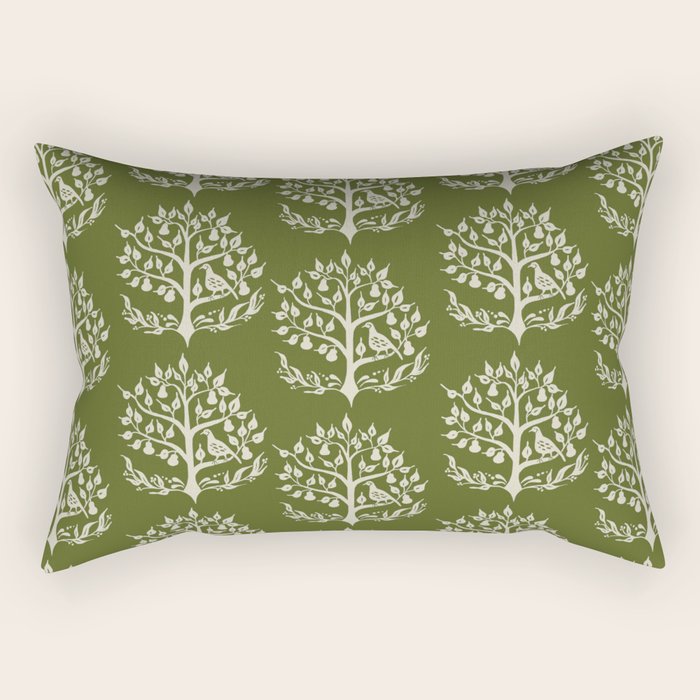 Partridge in a Pear Tree - Green Rectangular Pillow Gallery Image 2