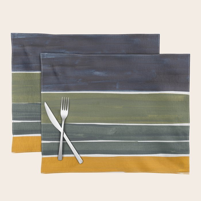 Late November Rothko Inspired Colorful Stripes Navy Blue Olive Green Yellow Placemat