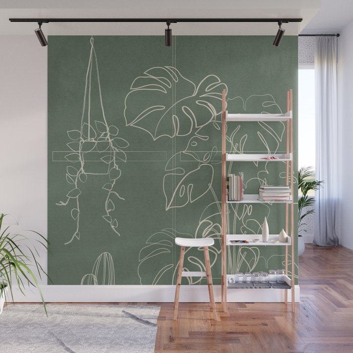 Minimal Window With Potted Plants 2 Wall Mural Gallery Image 1