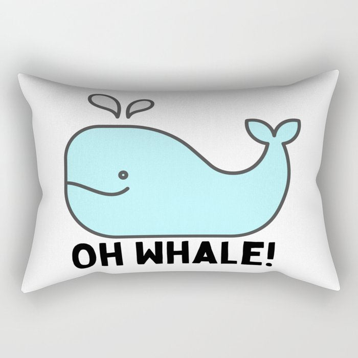 Oh Whale Funny Cute Pun Ocean Animal Cartoon Beach Rectangular Pillow Gallery Image 2