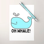 Oh Whale Funny Cute Pun Ocean Animal Cartoon Beach Wrapping Paper Gallery Image 1